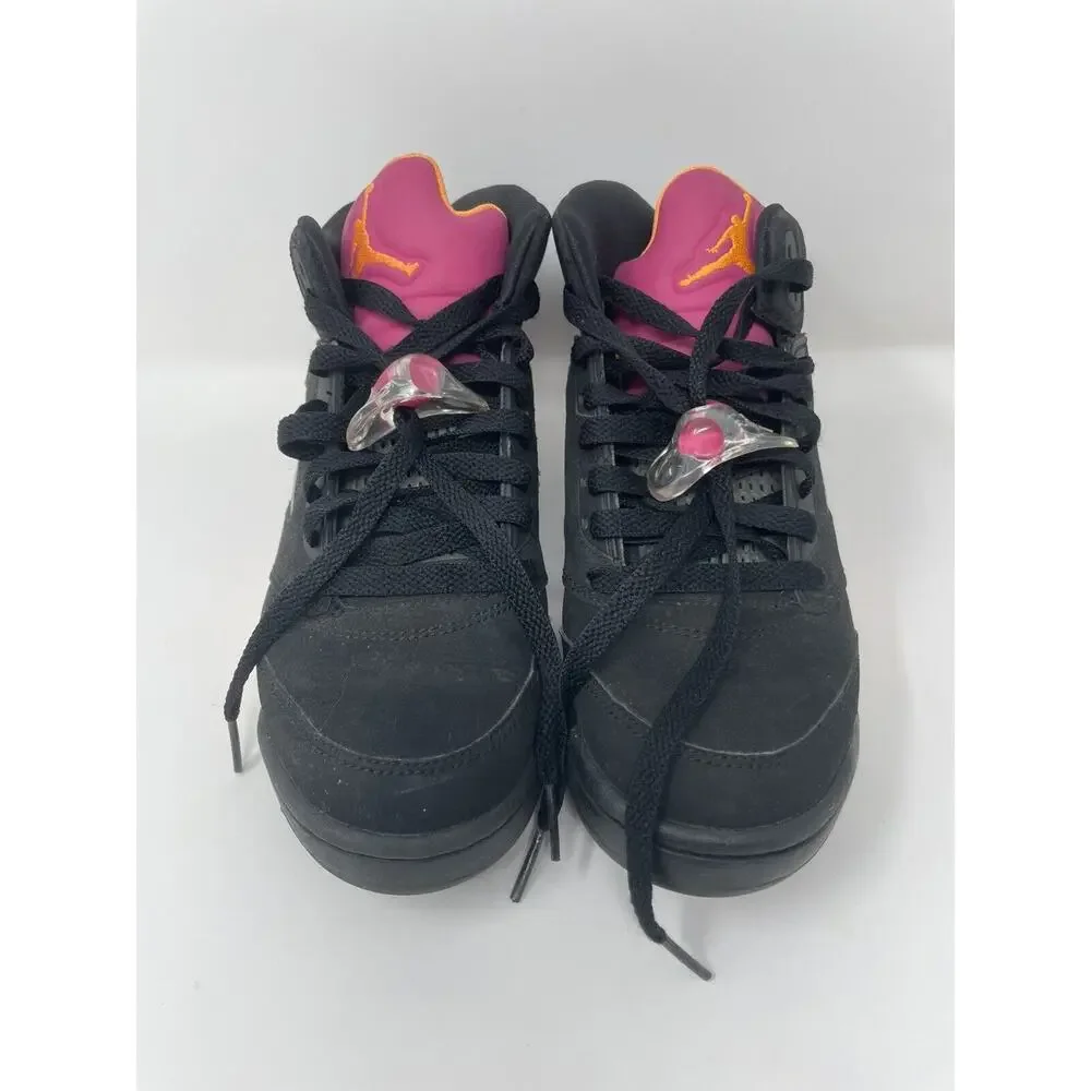 Girls' Nike Air Jordan V 5 Black Bright Cactus Citrus Pink Retro GS 2013 sz 5.5Y